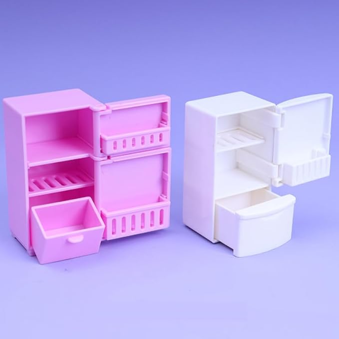 Vaguelly 1:12 Dollhouse Furniture Refrigerator Dollhouse Freezer Furniture Refrigerator Miniature Playhouse Decoration