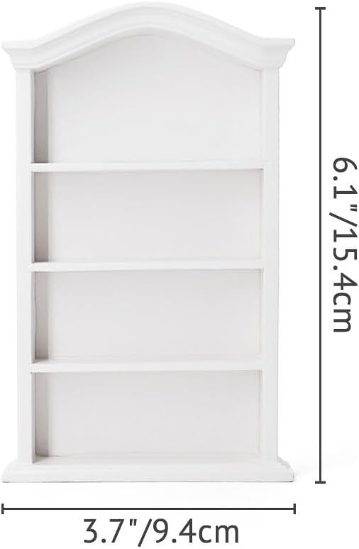 Odoria 1/12 Miniature Shelf Mini Bookshelf Bookcase Miniatures Dollhouse Furniture Accessories Doll House Accessory, White