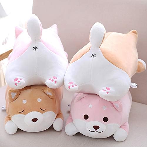Shiba Inu Dog Plush Pillow, Cute Soft Corgi Stuffed Animals Doll Toys Gifts for Valentine, Christmas, Birthday, Bed, Sofa Chair (Brown Smiling Eye, 21.3in)