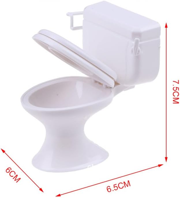 White Dollhouse Miniature Bathroom Toilet, Vintage Style Furniture Accessory, Miniature Classic Bathroom Toilet Tiny Cake Topper Bathroom Furniture Dollhouse Accessories