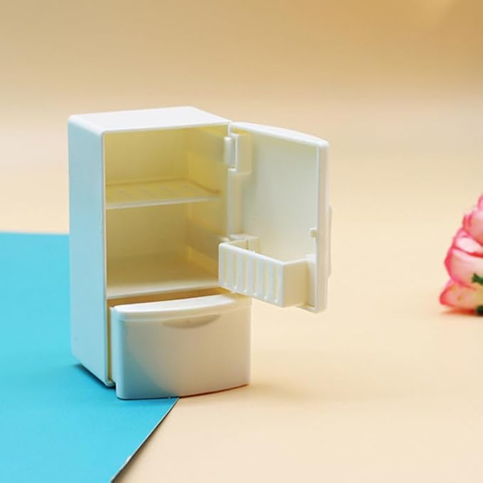 Vaguelly 1:12 Dollhouse Furniture Refrigerator Dollhouse Freezer Furniture Refrigerator Miniature Playhouse Decoration