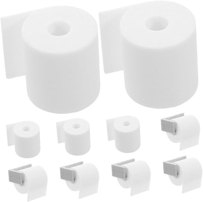 CVUTOVO Miniature Dollhouse Toilet Tissue with Large Paper Rolls and Holders Realistic Bathroom Accessories for DIY Scale Dolls Charming Miniature Paper Towel Holder for Craft and Model