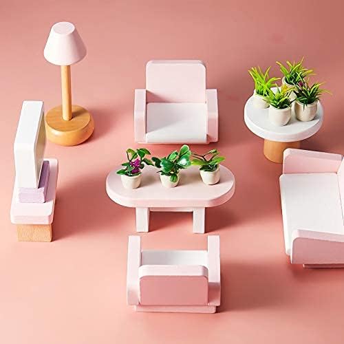 Chuangdi 12 Pieces Miniature Dollhouse Plant Flowers Mini Potted Plant Artificial Tiny Greenery Ornament Miniature Hanging Potted Faux Flower Model Dollhouse Decoration, 6 Types