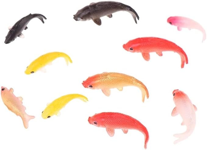 X Hot Popcorn 40Pcs Mini Koi Fish Mini Goldfish Figurines Miniature Koi Fish Tiny Goldfish Fairy Garden Supplies