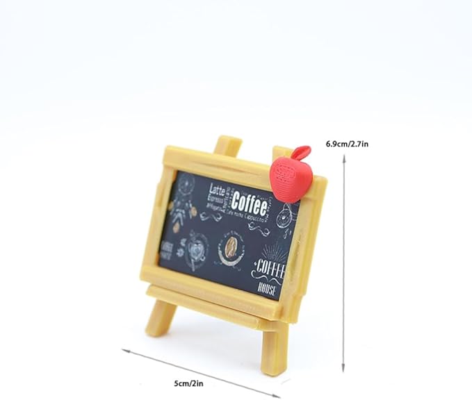 Miniature Chalkboard Set for Dollhouse – Decorative Blackboard with Star & Apple Design, DIY Writable, Holiday & Café Theme
