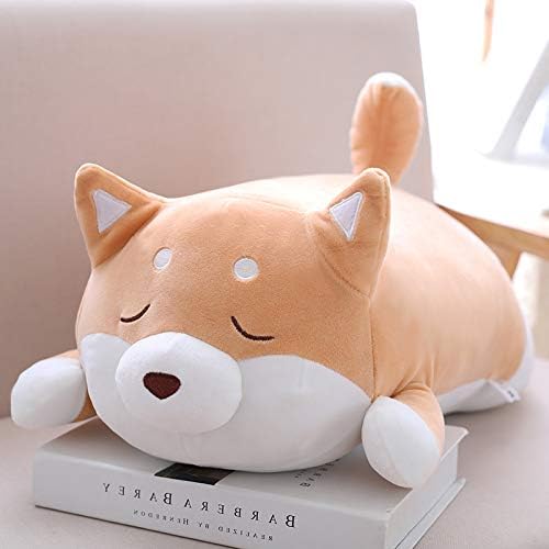 Shiba Inu Dog Plush Pillow, Cute Soft Corgi Stuffed Animals Doll Toys Gifts for Valentine, Christmas, Birthday, Bed, Sofa Chair (Brown Smiling Eye, 21.3in)