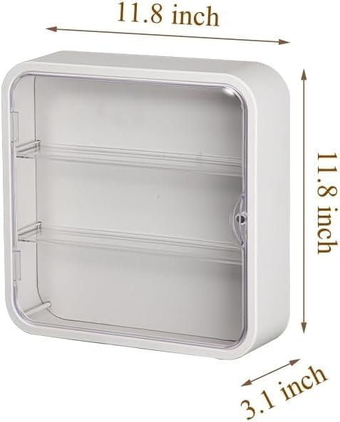 Clear Display Case for Figures, Wall Mounted Clear Display Box, 3 Tiers Adjustable Acrylic Display Box Stand with Magnetic Door for Mini Action Figures Pop Mart Collectibles, White