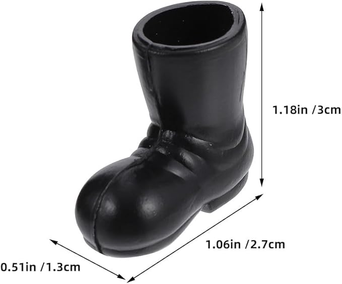 Miniature Christmas Boots Model - 12 Pcs Black Tiny Santa Claus Boots for Dollhouse Decor Plastic Santa Shoes Ornament Festival Desktop Decoration 1.18X1.06X0.51 Inch