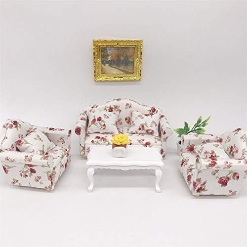 Dollhouse Decoration Accessories, 1:12 Doll House Miniature Painted Wooden Frame Mural Accessories (A)