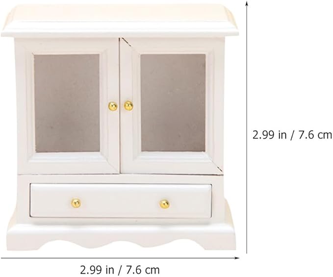 SAFIGLE Wooden Miniature Cupboard Bookshelf for Dollhouse - 1:12 Scale Rustic Furniture, Dollhouse Accessory and Organizer