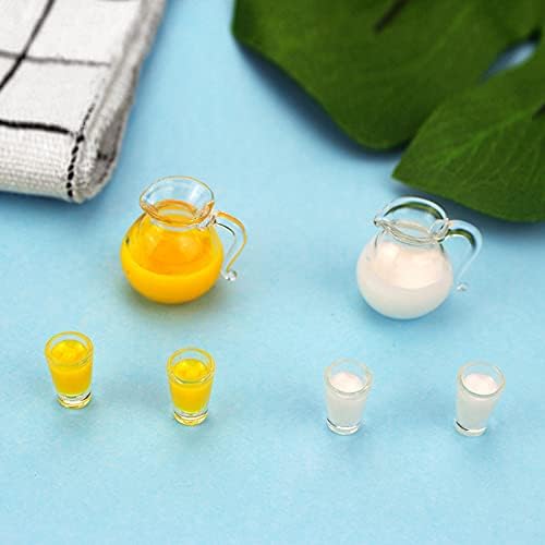 SXFSE Dollhouse Decoration Accessories, 1:12 Dollhouse Miniature Scene Model Milk Juice Coffee Bread Machine Breakfast Set