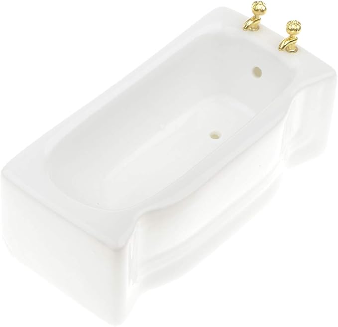 B Baosity 1/12 Ceramic White Square Bathroom Bathtub,Dollhouse Mini Bath Tub,Dollhouse Miniature Furniture Toys for Home Decor Accessory