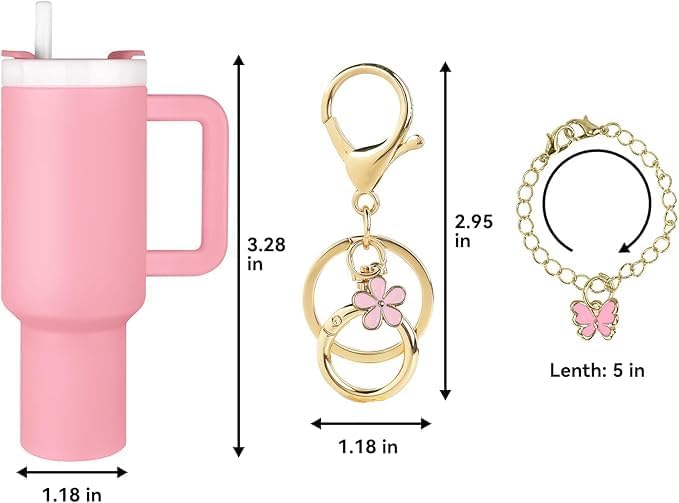 ERTUNA Mini Tumbler Keychain Accessories for Stanley Cup, 2 Way Cute Charms Chapstick Lip Balm Holder for Women Purse Handbag