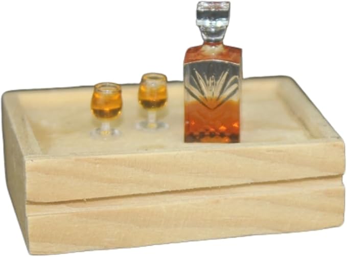 A Set of Exquisite Mini Whiskey Wine Bottle Bar Model,1:12 Scale Dollhouse Miniature Accessories,Verisimilitude Mini Whiskey Wine Decoration Convenient and Nice,Décor Dollhouse Accessories（No Tray）