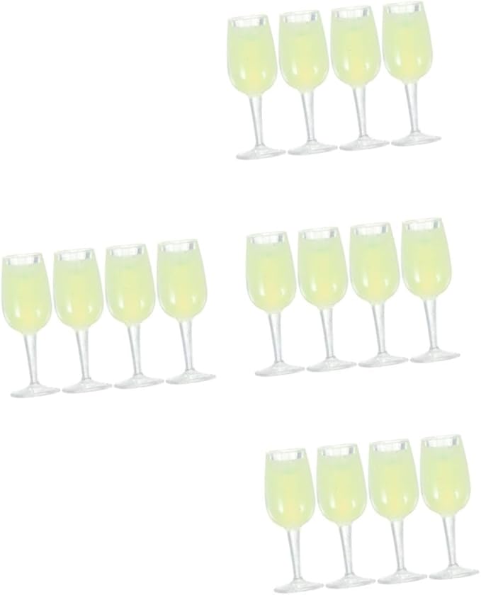 Housoutil 4sets Dollhouse Flutes Cup Bottles Mini Doll House Decor Miniature Doll House Accessories Resin 4pcs*4
