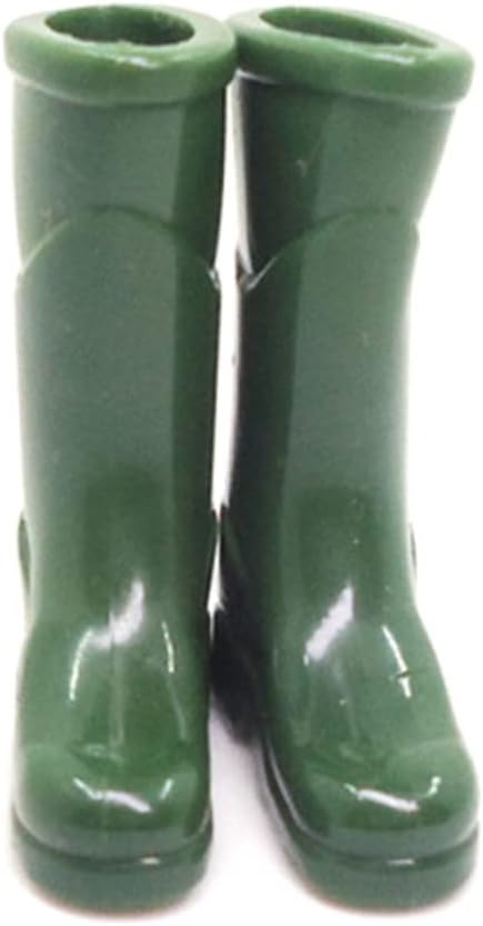 Doll Accessories|Dollhouse Rain Boots Miniature 1:12 Scale Color DIY Mini Rain Shoes Plastic Rainboot Decoration for Doll Dollhouse Accessories, Green
