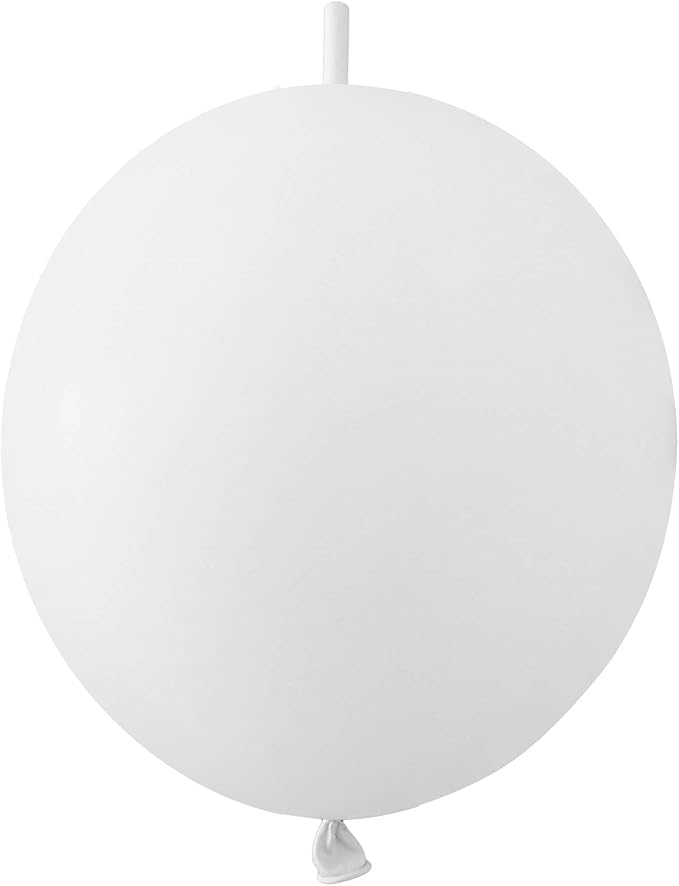 IN-JOOYAA 6 Inch White Latex Link Balloon 50 Pcs Quick Link Balloons for Party Decoration