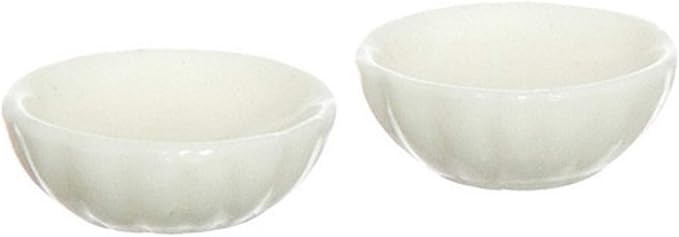 Dollhouse Miniature Set of 2 Fluted Milkglass Candy Dishes