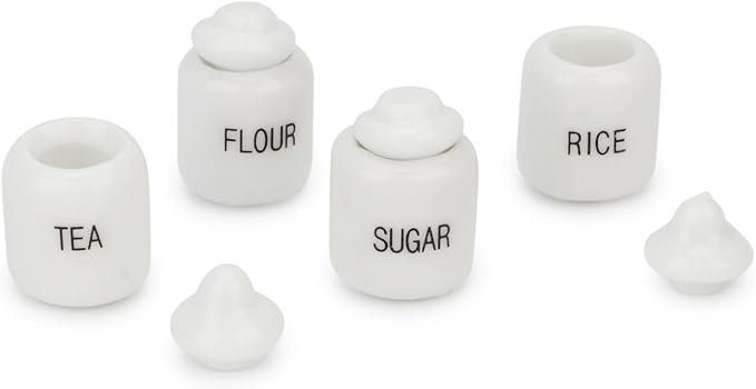 Dollhouse Seasoning Jar Miniature Sugar Shaker Candy Food Model Jars Set Dollhouse Ornament Mini Scene Accessories Restaurant Candy Simulation 1:12 Scale Kitchen Food Accessories (Porcelain)