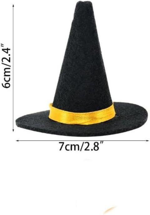 zaoalife 8pcs Mini Halloween Wine Bottle Covers Witch Hats,Miniature Witch Hat,Small Hats for Halloween DIY Home Party Decorations,Black