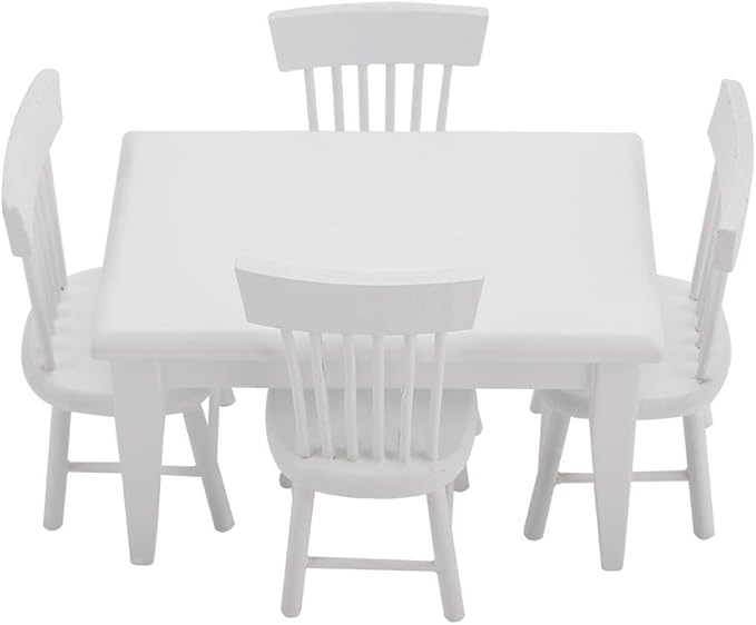 Dollhouse Miniature Kitchen Furniture, Modern Wooden White Set to Store Miniature Food, Exquisite Toy House Furniture, Suitable for 1/12 Scale Dollhouse, Made of
