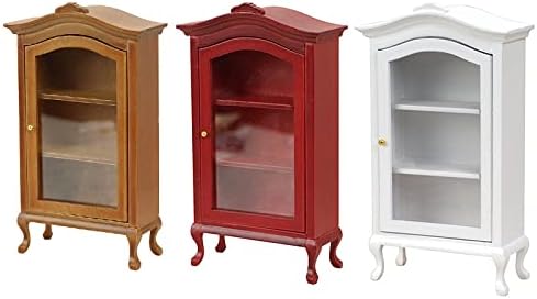 Dollhouse Furniture Display Shelf 1:12 Scale Miniature Bookshelf Cabinet Decoration Classic Wooden Storage for Mini Artificial House Accessories (Brown)