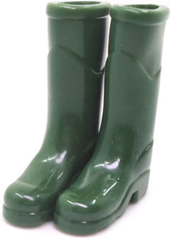 Doll Accessories|Dollhouse Rain Boots Miniature 1:12 Scale Color DIY Mini Rain Shoes Plastic Rainboot Decoration for Doll Dollhouse Accessories, Green