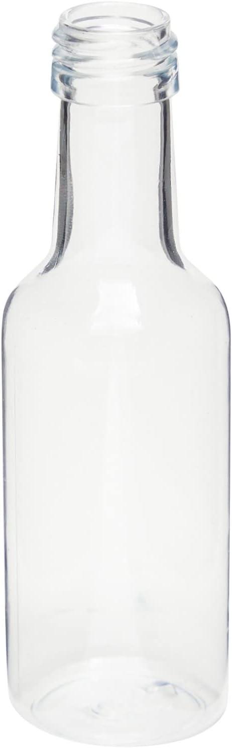 Stockroom Plus 30 Pack Mini Shot Bottles with Caps & Funnels - 50 mL Clear PET - Sample Wine Bottles & Plastic Liquor Containers - Adult Party Favor Pack