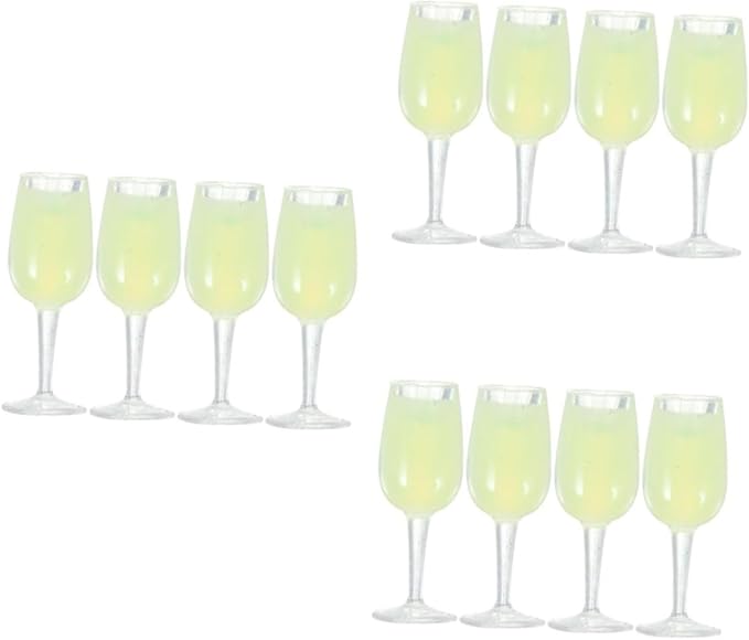 Housoutil 3sets Miniature Wine Glasses Mini Dollhouse Accessories Mini Cups Realistic Miniature Goblet Cups 4pcs*3