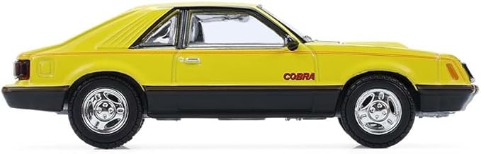 Greenlight Collectibles 13370-C Muscle Series 30-1:64 Scale Diecast Model - 1979 Mustang Cobra Fastback - Bright Yellow with Black and Red Cobra Hood Graphics and Stripe Treatment