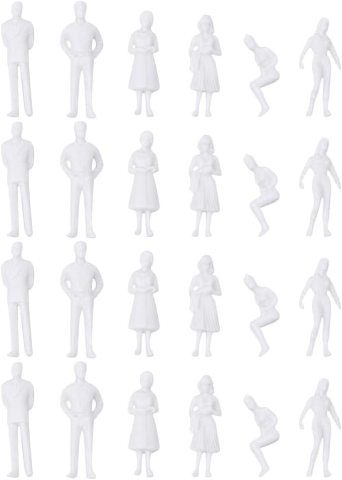 SUPVOX Painted People Figures Plastic Lifelike Models White Miniature Figurine People Scale Models 50pcs Different