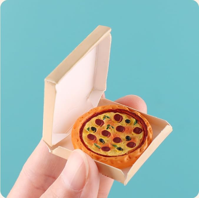 Miniature Pizza Box Set, 1:6 and 1:12 Scale, Dollhouse Food Accessories, Detailed Pizza Box with Printed Graphics Doll Pepperoni Pizza and Authentic Style Pizza Box.Girl Dolls Kitchens & Furniture