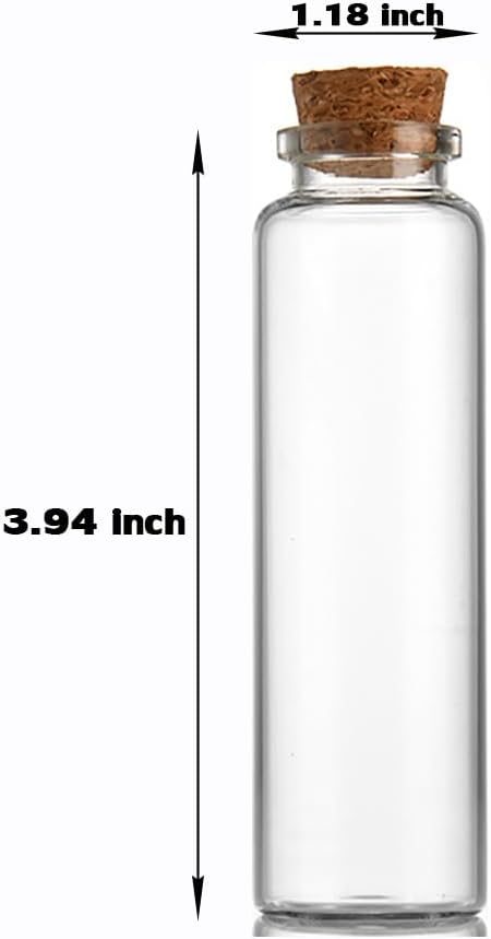 9 pcs 50ml Small Glass Bottles with Cork Stopper,Decorative Bottle,Vials Jars,Cute Storage Jar,Wishing Bottle 30x100mm(1.18x3.94inch)