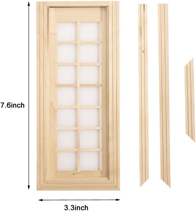 Dollhouse Doors, Wooden Miniature Dollhouse Furniture Door Frame for Dolls Houses Decoration-1: 12 Scale