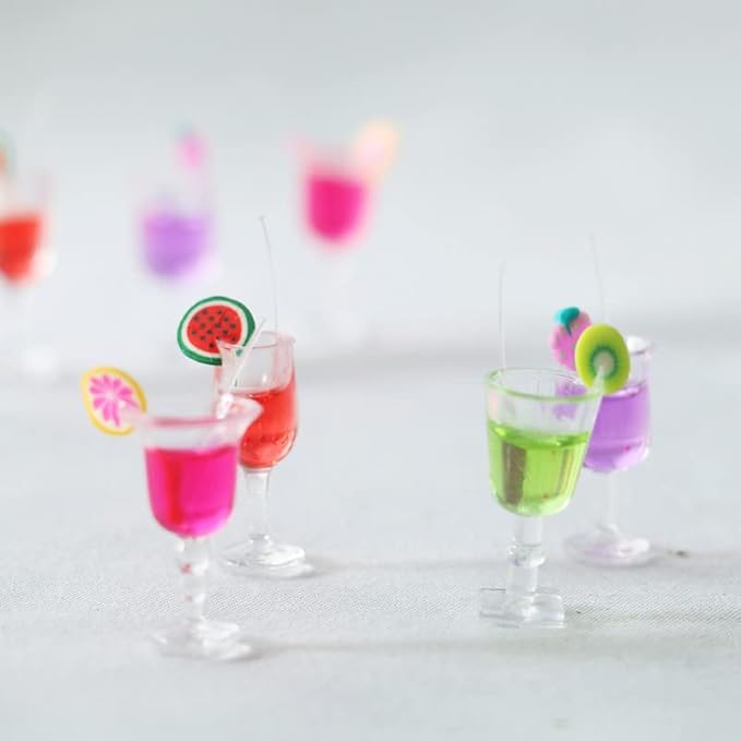4-Piece 1:12 Scale Mini Bar Set - Hyper-Realistic Resin Wine & Cocktail Bottles for Dollhouse Kitchens, Architectural Models & Photography Props