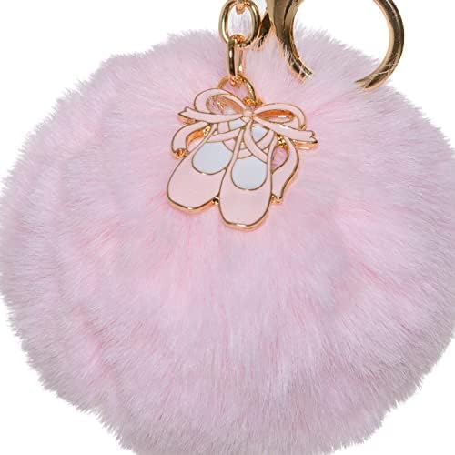 Dreams and Whispers Faux Fur Ball Pom Pom Key Chain Ring for Women Bag Pendant