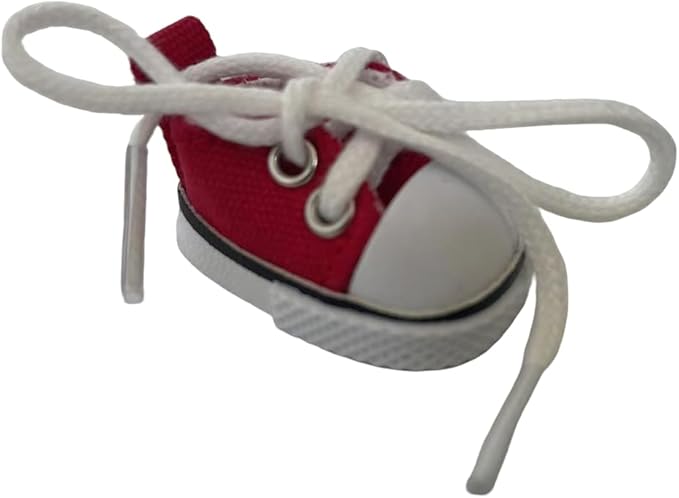 Mini Canvas Sneakers for Dolls, 2 Pairs Set in Red and Black, Lace-up Style for labubu 2025,Include A Pair of Glasses(no Lenses) (Red & Black)