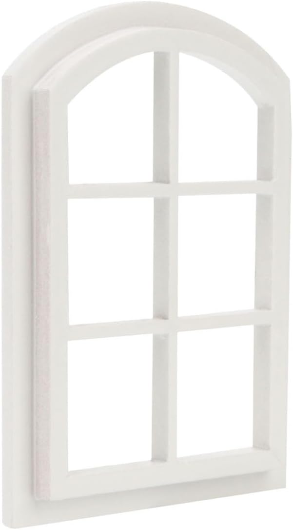 Dollhouse Windows 2PCS Miniature 6-Pane Window Frame 1 : 12 Frame DIY Mini House Decoration Wooden Fiary Window Model Doll House Accessories (White)
