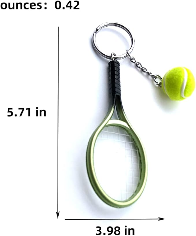JINZHOUFZ Color Mini Tennis Racket with Ball Keychain Key Ring