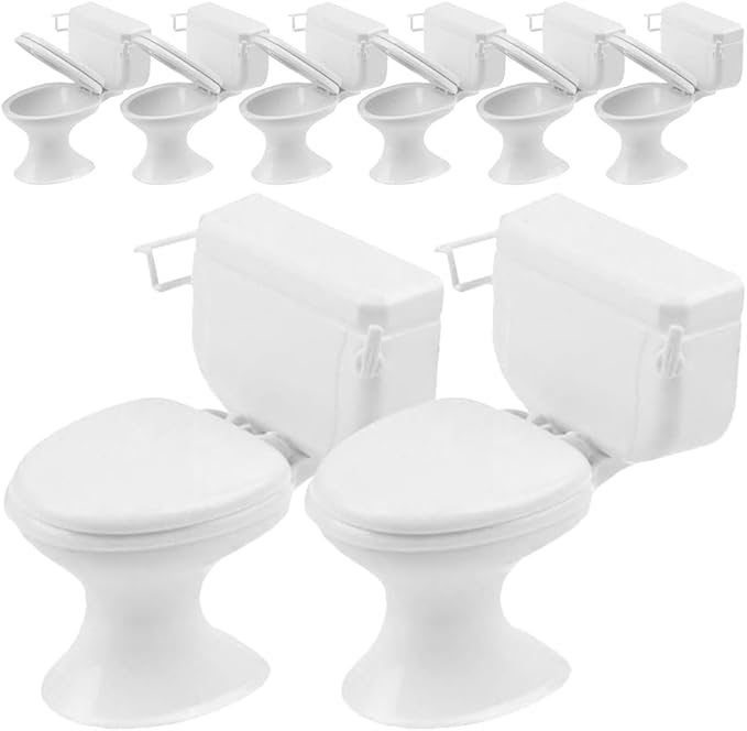 JECOMPRIS 8pcs Doll House Toilets: Mini Toilets 1/12 Scale Toilet Seat Miniature Toilet for Dolls Playset Accessories