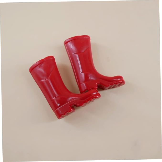 Dollhouse Rain Boots Miniature 1:12 Scale Color DIY Mini Rain Shoes Plastic Rainboot Decoration for Doll Dollhouse Accessories, Red | Boots