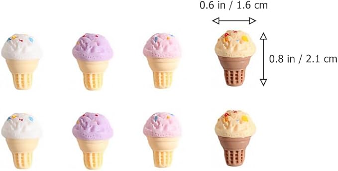 Mini Ice Cream Cone Model Dollhouse Accessory 0.83 Inch Realistic Miniature Ice Cream Prop for DIY Home Decor Photography