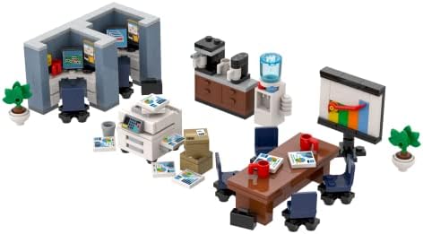 Brick Loot Office Building Block Set – 289 Pieces – Mini Furniture Kit with Desks, Chairs, Tables – for Adults & Kids Age 6+ – Compatible with Lego, Mega Bloks, and Major Brands