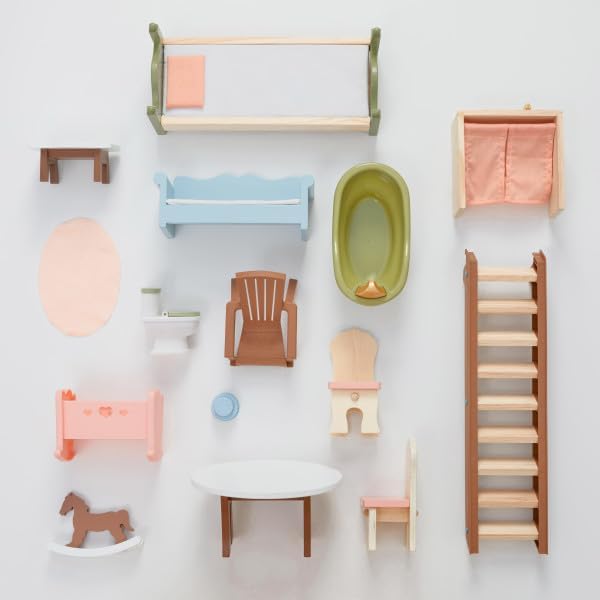 KidKraft Charlotte Classic Wooden Dollhouse with 15 Accessories, for 12" Dolls