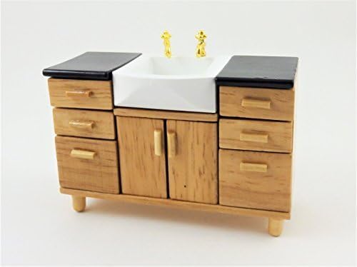 Melody Jane Dollhouse Modern Light Oak Sink Unit Miniature Bathroom Furniture