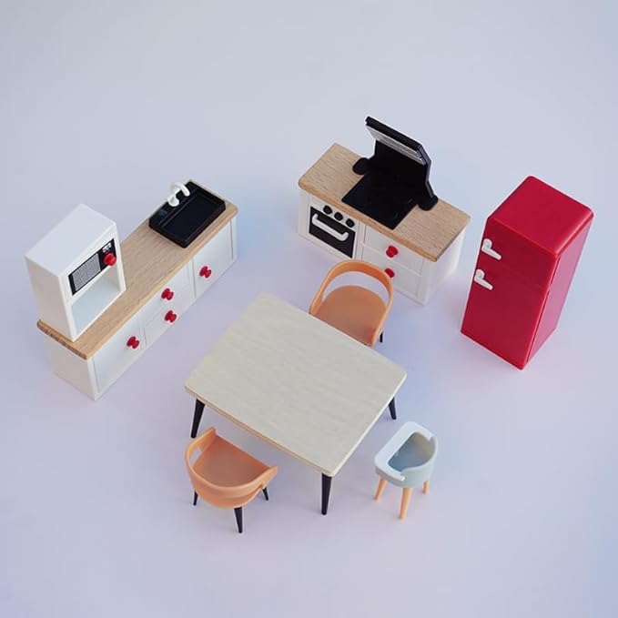 1 Set 1:12 Scale Kitchen Wooden Miniature Dollhouse Furniture Set,Doll House Furniture Toys Gift for Kids Boys Girls