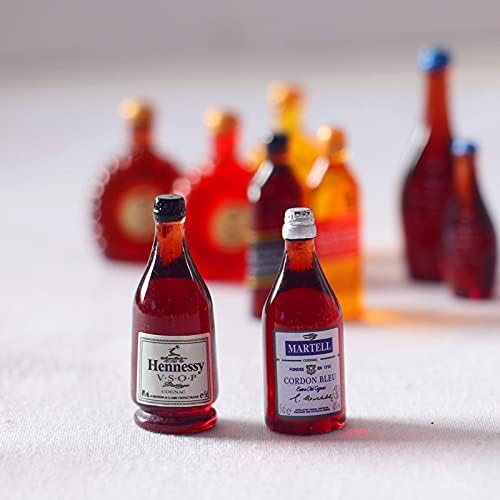 SXFSE Dollhouse Decoration Accessories, 1:12 Dollhouse Ornament 9 Pcs Mini Wine Bottles