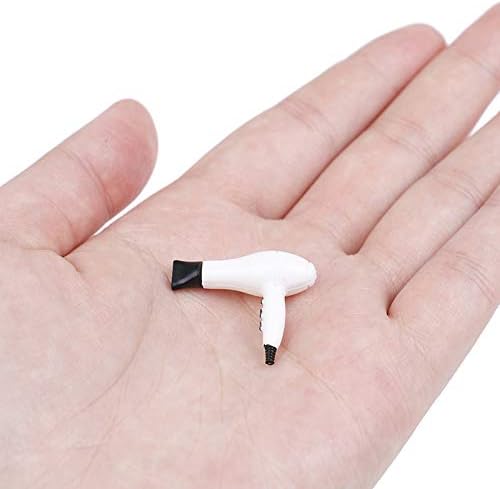 1/12 Scale Miniature Bathroom Accessories Kit Mini Plastic Hair Dryer Brush Comb Mirror Perfume Bottles Set for Mini House Bedroom Decoration,Set A