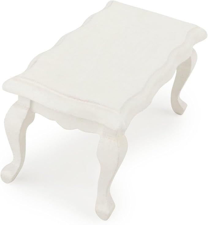 Miniature Furniture End Table 1:12 Furniture for Dollhouse Long Side Table Miniature Room Ornaments Living Room Bedroom Library Scene Decoration (White)