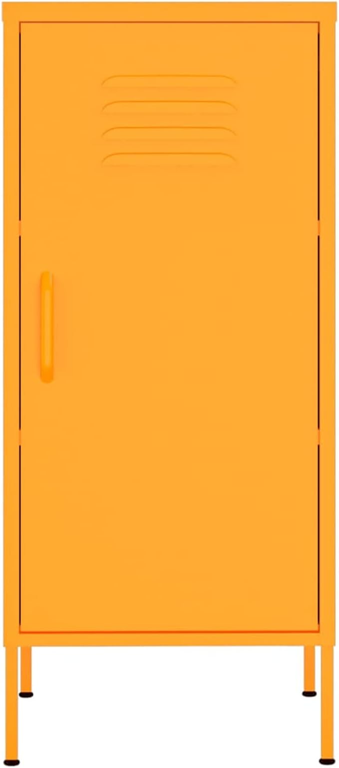 Steel Storage Cabinet, Mustard Yellow Medium Size with Adjustable Shelves, Durable Metal for Living Room or Bedroom Organization